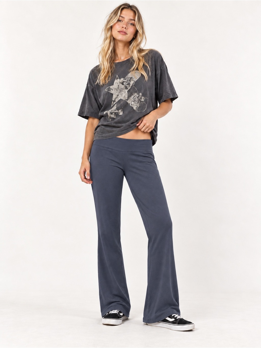 Brandy Melville Charcoal Slate Wide-Leg Lounge Pants